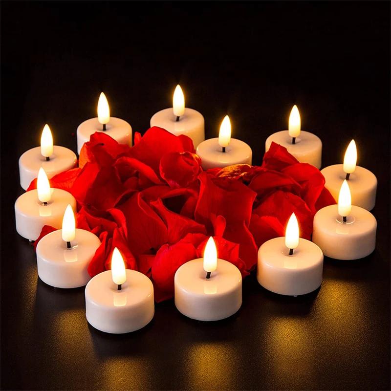 6/12pcs Flashing LED Candles Light Battery Powered Flickering Tea Light Flameless Fake Candles Birthday Wedding Party Decoration