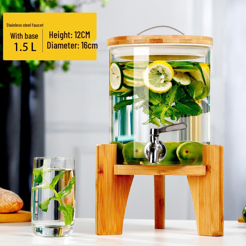 Large Capacity Glass Beverage Dispenser with Faucet for Cold Drinks and Fruit Tea