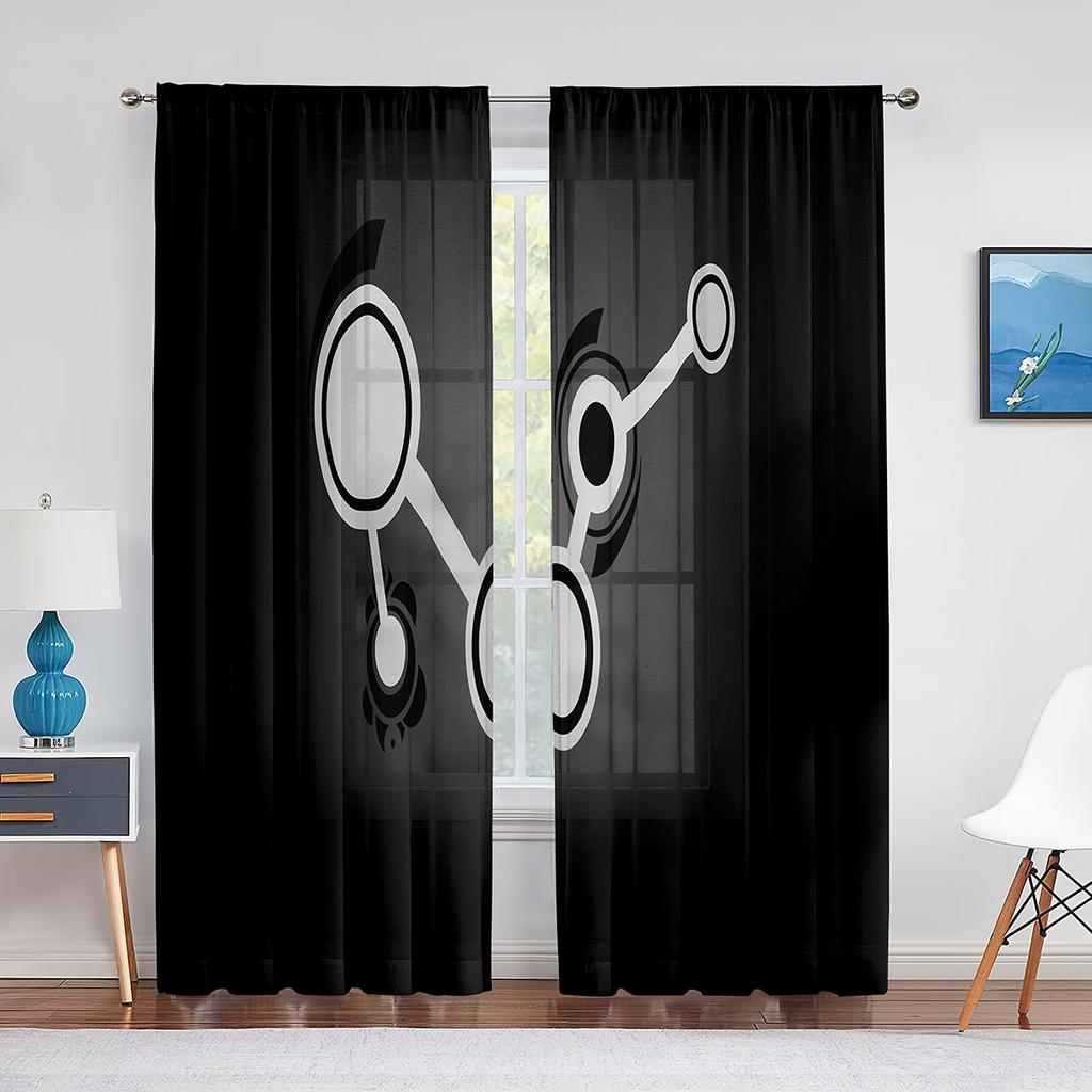 Cartoon Rocket Galaxy Moon Tulle Voile Curtains Out Space Window Sheer Curtain for Kids Boys Bedroom Living Room Organza Drapes