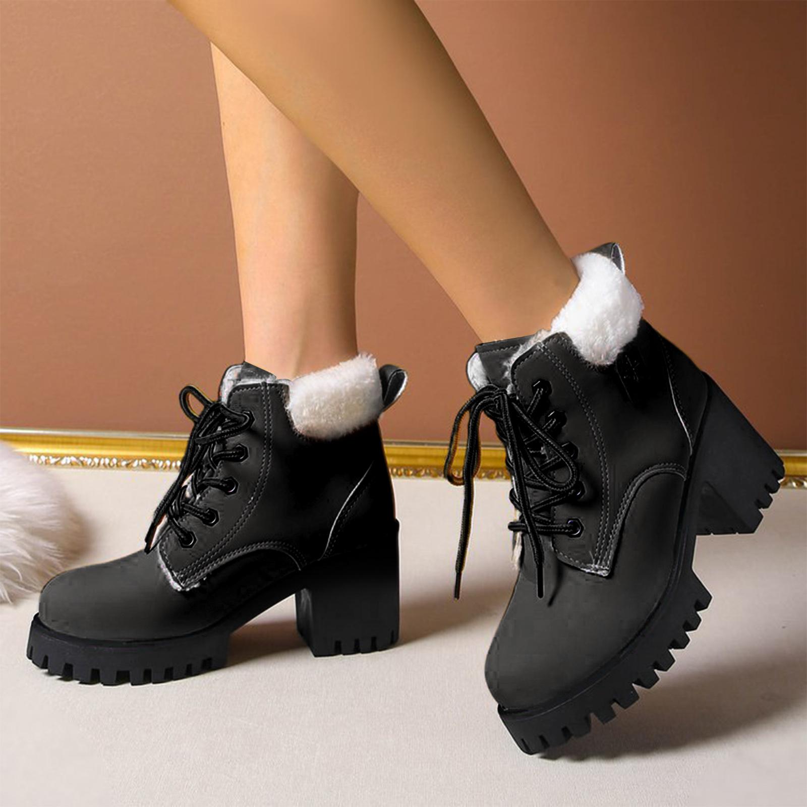 

Women s Shoes Chunky High Heels Boots Leather Boots Fashionable Chunky Heels Women s Boots Boots for Women with Heel Lace up 37 чорний
