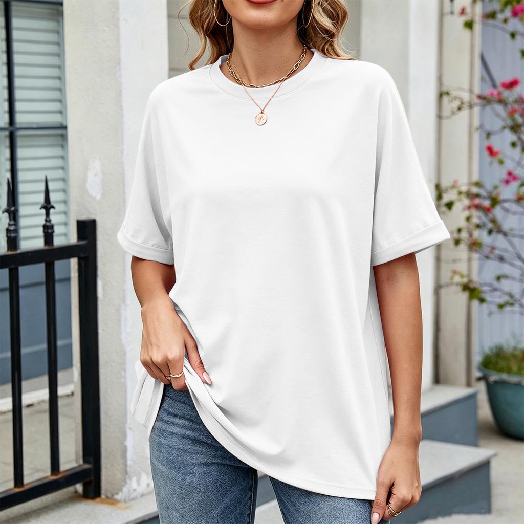 Women Loose Fit Casual Round Neck Short Sleeve T Shirt Lightweight Comfortable Summer Top