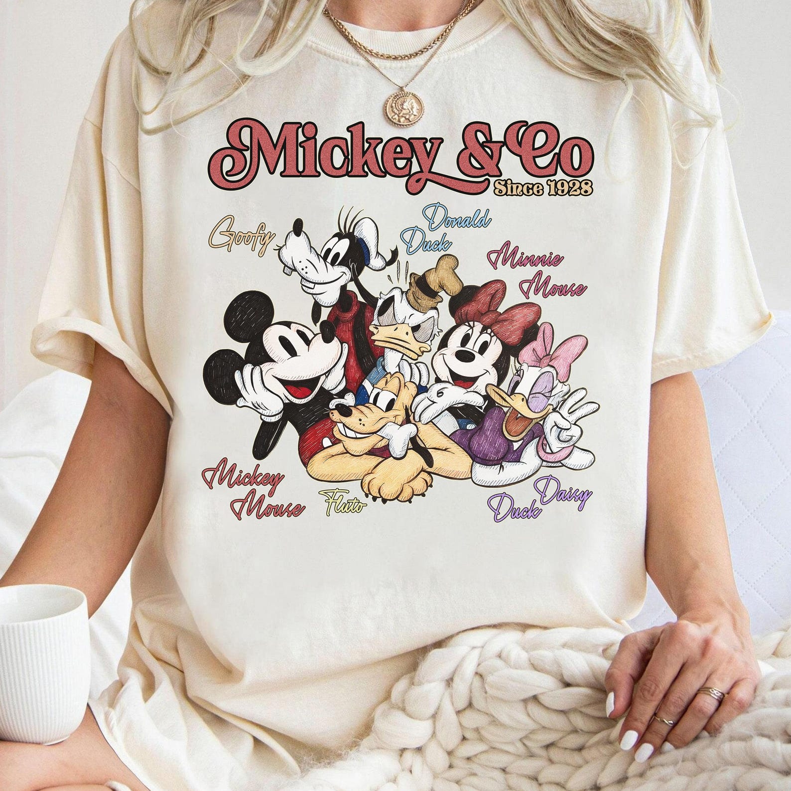 Mickey and Friends Signature Shirt, Vintage Mickey & Co 1928 Retro Tee, Disneyland Gift S