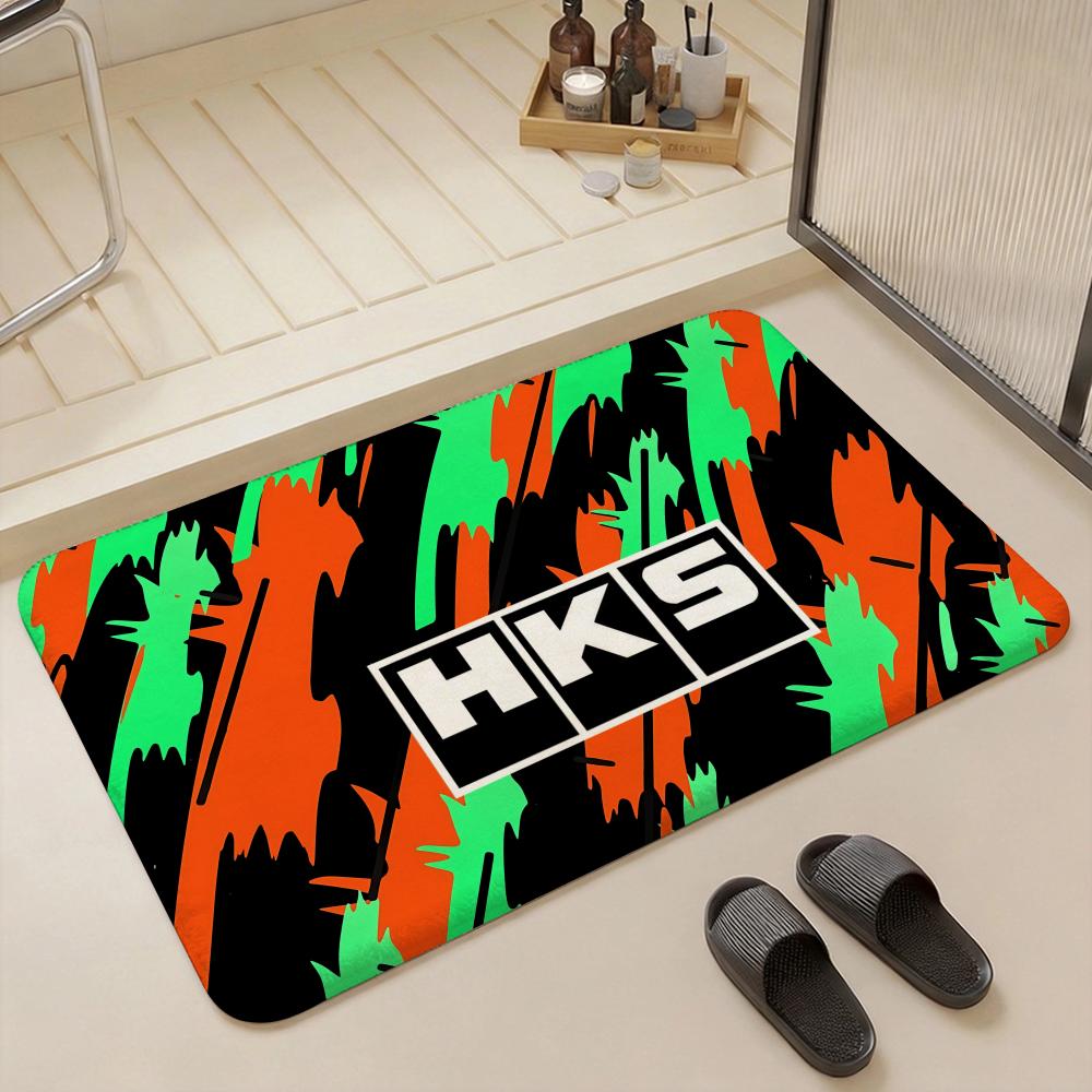 Sport Car HKS JDM Floor Mat Eco  Flannel Doormat Non Slip Odorless Indoor Floor Rug Soft Short Plush Home Mat