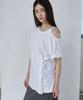 Lense One Shoulder Line Snap Tee White