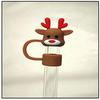New 10mm Christmas Cartoon Silicone Straw Sleeve with Cute Dust Plug
