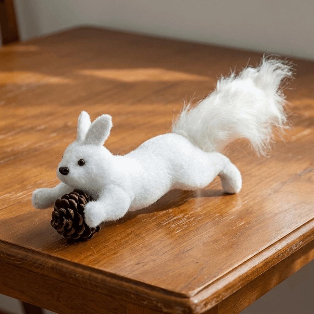 Lightweight Flocked Squirrel Ornaments Plush Texture Dual-use Tabletop Ornament  Xmas
