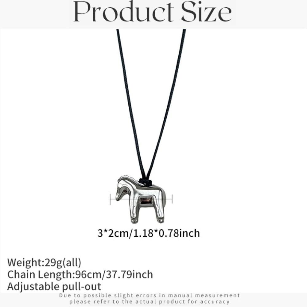 Zinc Zinc Alloy Pony Sweater Chain Adjustable Leather Rope Necklace Horse Pendant Necklace Decoration