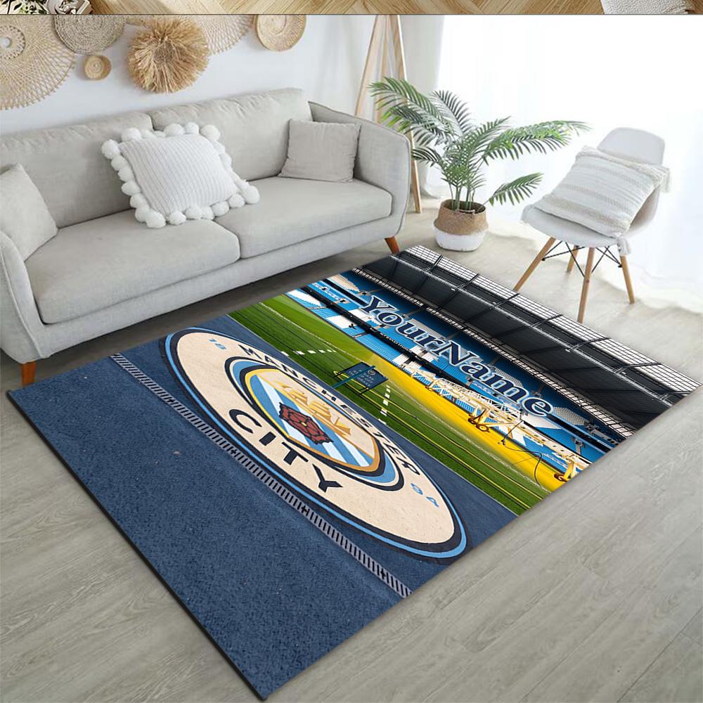 Manchester City Personalized Name Carpet Suitable for Balcony Game Room Outdoor Kitchen Antislip Carpet Decorate Offices