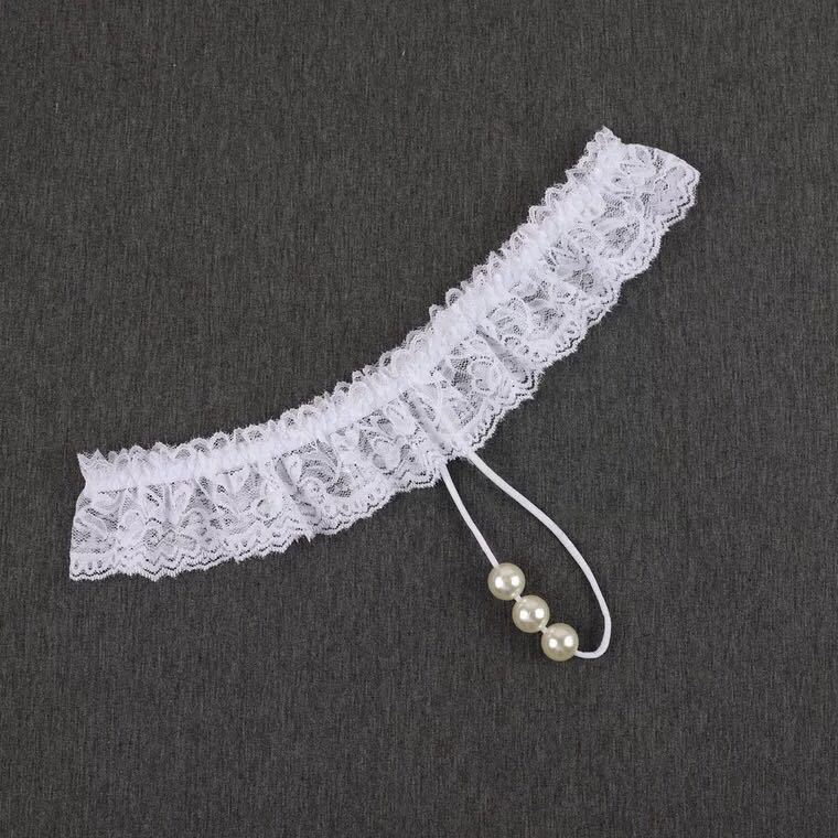 Sexy Panties Pearl Massage Transparent Thong Lace Low Waist Hot Open Pants Sexy Temptation Free