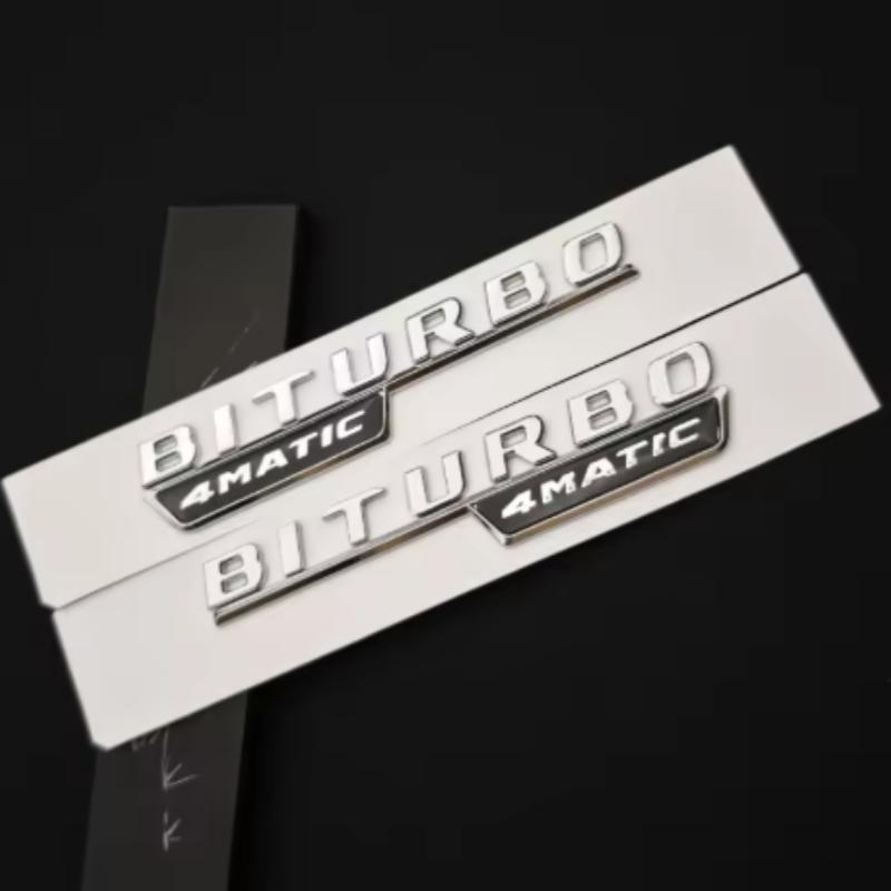 For Mercedes Benz ABS Chrome Car Trunk C43 C63 Emblem Sticker V8 BITURBO 4MATIC Badge Decals Accessories For Mercedes Benz AMG W205 W206 C205 WQ9