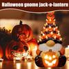 LED Glowing Halloween Gnome Statue Multi-Purpose Vintage Halloween Figurines Gnome Pumpkin Lantern Ornaments for Home Decor