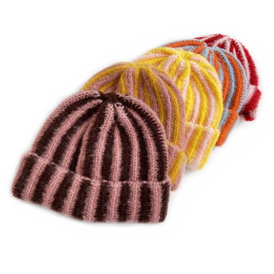 Vinterstrikkelue Lappverk Farge Stripet Trykk Myk Følelse Pustende Lue uten brem Utendørsaktiviteter Pulloverlue