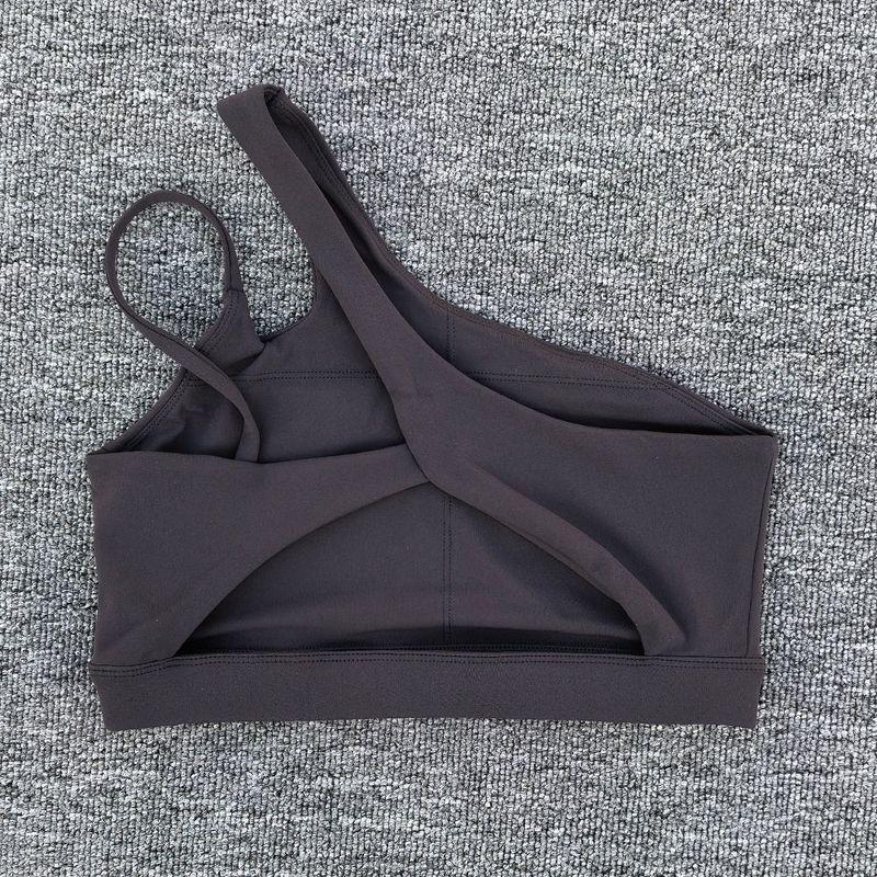

Fashion Niche Style One Shoulder Back Shaping Shockproof Sports Intimates Women Pilates Sling Running Workout Bra Yoga Vest S Graphite Gray