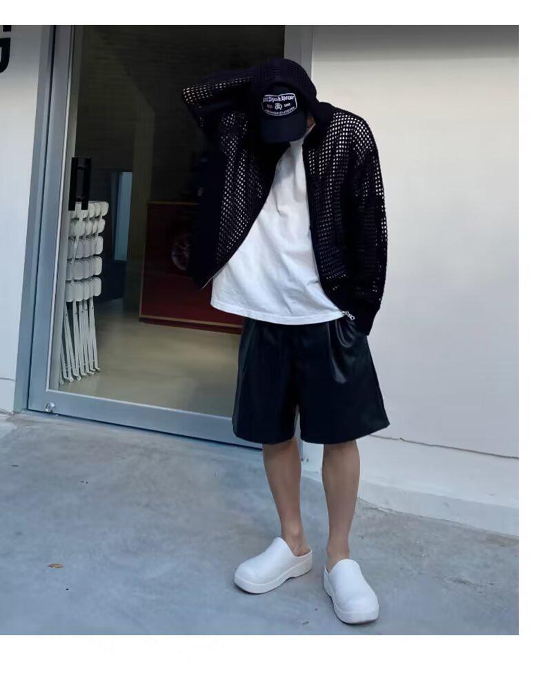 Men's High-Grade Hooded Cardigan - Lightweight Knitted Sweater, Sun-Protective, Hollow Design for Couples.