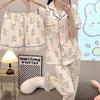 Women's Soft & Cute Rabbit Pajamas, Japanese Milk Tone, Cartoon Style, Girly Short-Sleeve 3-Piece Set