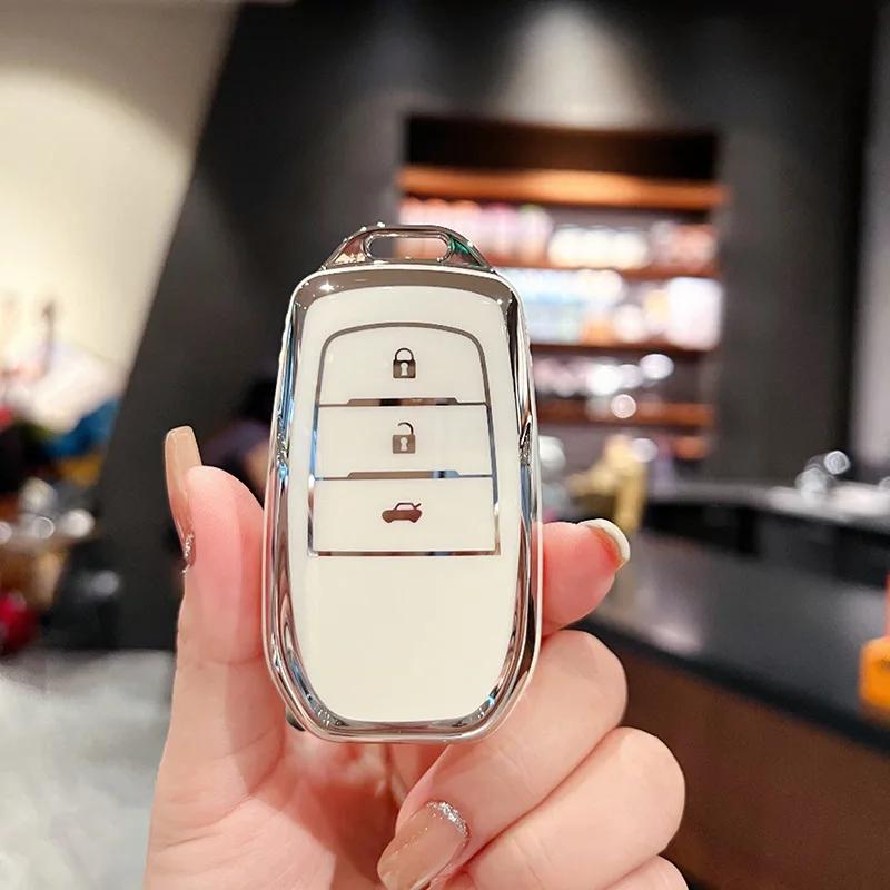 For Toyota Yaris Cross Hilux Innova Fortuner Camry Land Cruiser 200 300 Prado Crown TLK 200 2/3 Buttons TPU Car Key Case Cover