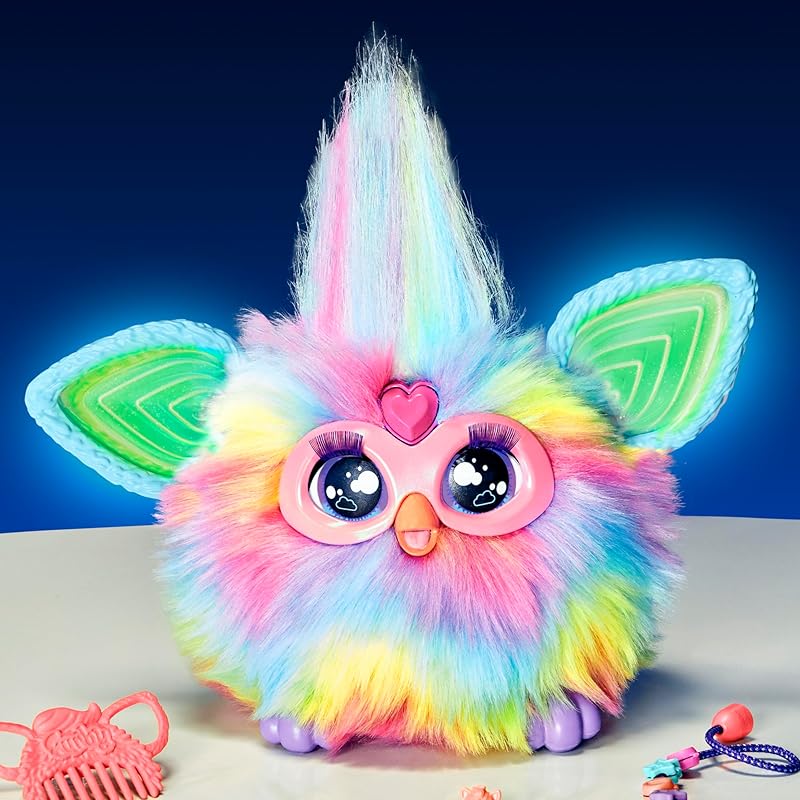 Hasbro Furby Tie-Dye Voice-Responsive Interactive Toy for Boys and Girls Ages 6+ with 15 Fashion Accessories, Animatronic, Motorized Plush Toy for