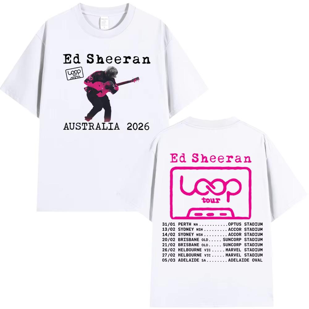 Ed Sheeran Loop Tour Austrálie 2026 Merch z turné Trička Dárky pro fanoušky Pánská Dámská Móda Hip Hop Tričko Bavlněná Oversized Trička