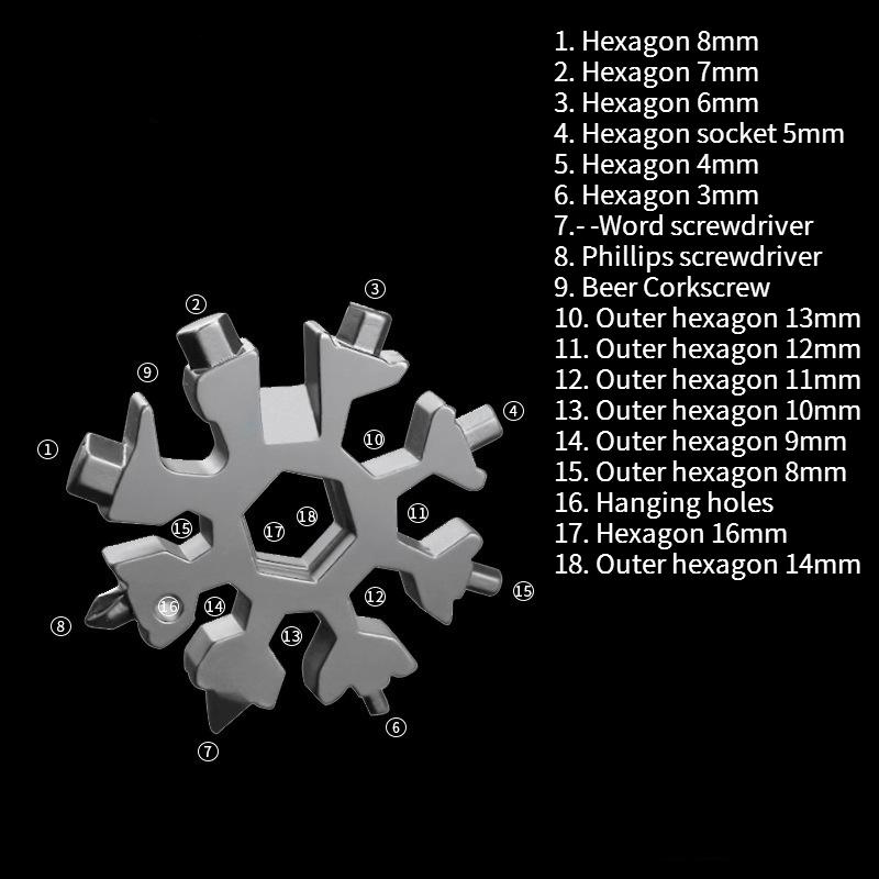 Multifunctional Octagonal High Carbon Steel Million Outdoor Portable Tools Small Wrench Multi-purpose Board Snow Wrench Hexagonal