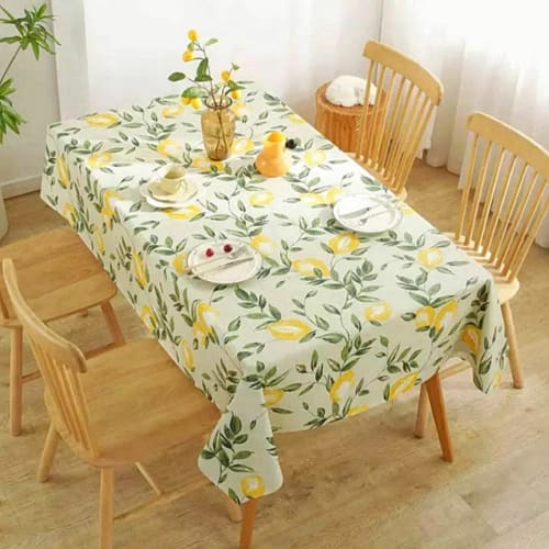 YUMISHE Tablecloth, Water-Repellent, Stain-Resistant, Stylish, Rectangular, Lemon Design, Easy To Clean, Nordic Style, Scratch-Resistant, Non-Slip, Fo