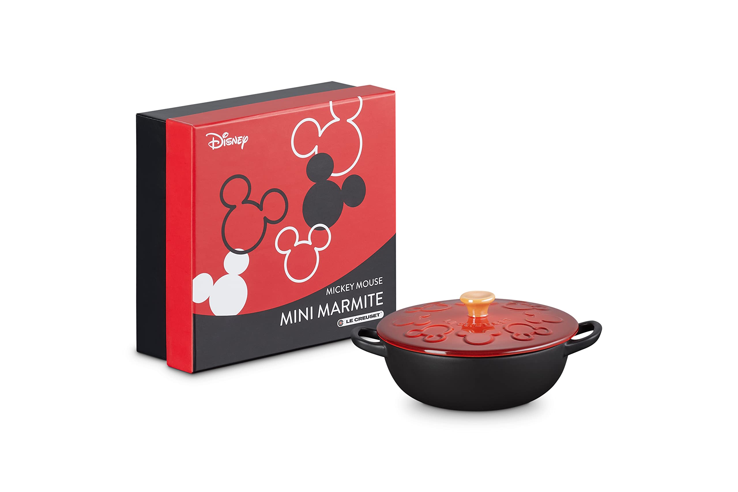 

Le Creuset Disney Mickey Mouse Mini Cherry Red and Matte Black Japanese Marmite, [Official Product]