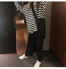 2020 Harajuku Style Black & White Striped Long-Sleeve Loose T-Shirt for Women