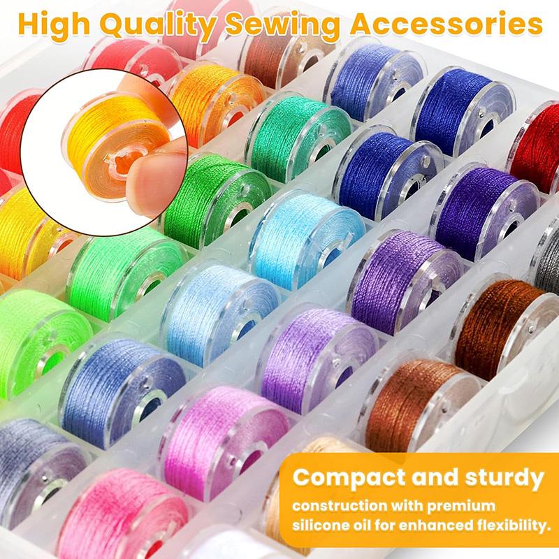 25/36Pcs Sewing Machine Bobbins Threads with Storage Box Multicolor Thread Spool (Random Color) Sewing Machine Accessories Tool