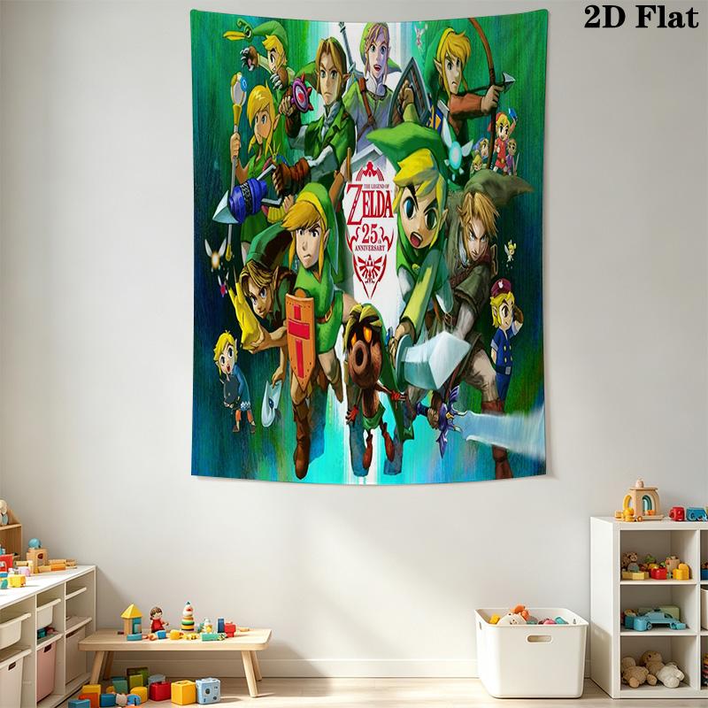 Legend Zelda 25Th Anniversary Tapestry Background Cloth Wallmounted Wall Covering Decoration Work Of Art Background Cloth