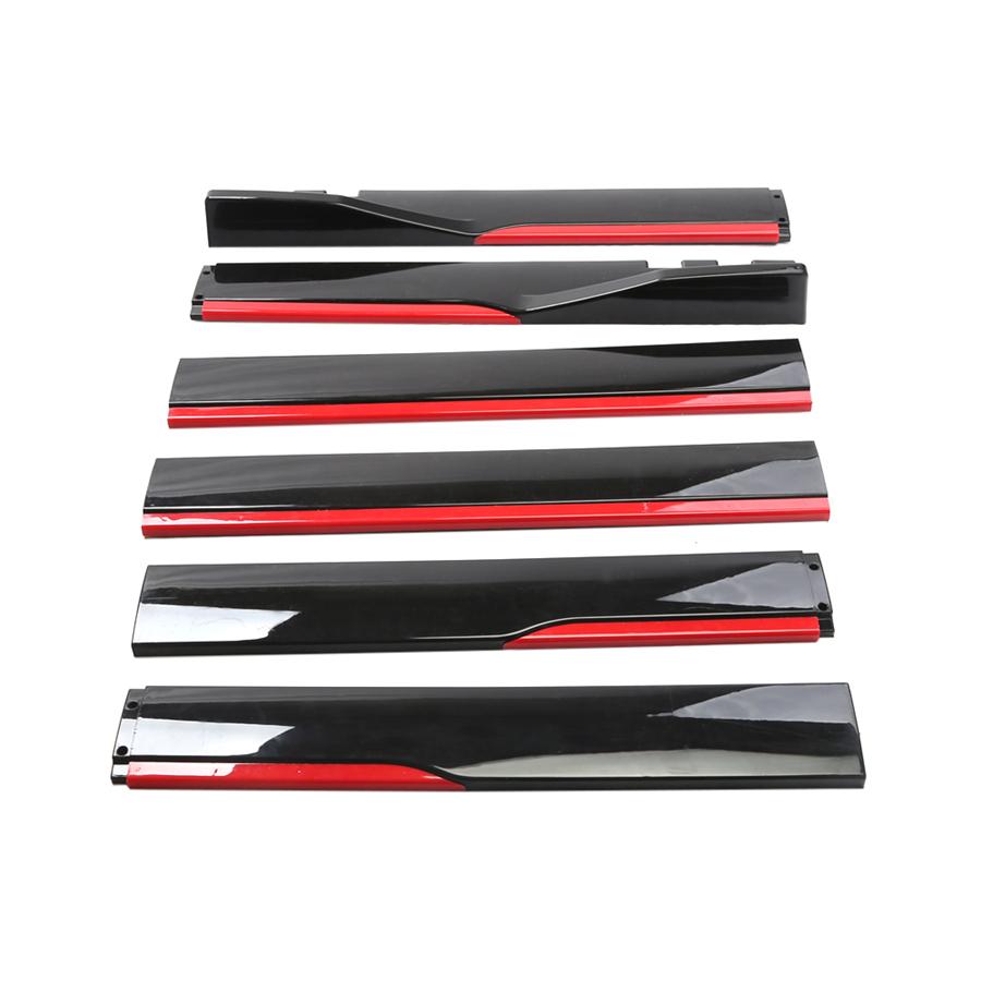 2.2M Glossy Black Red PP Car Side Skirt Extensions Universal Splitters