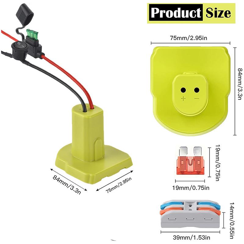 1Pc 18V Power Tool Lithium Battery Diy Output Adapter Converter With Cable Fr Ryobi