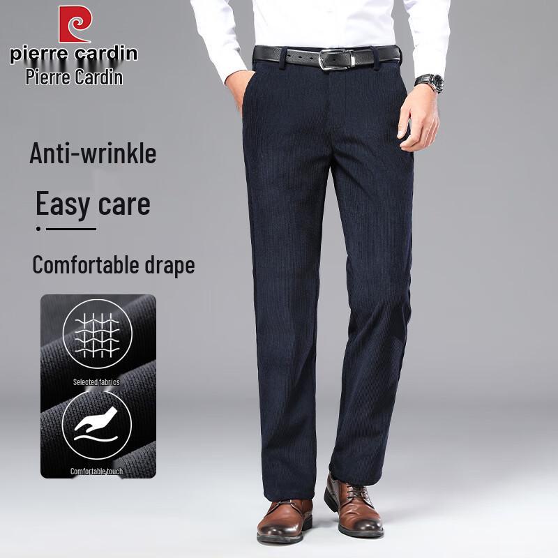 Pierre Cardin Men s Wrinkle-Resistant Straight-Leg Casual Trousers 34