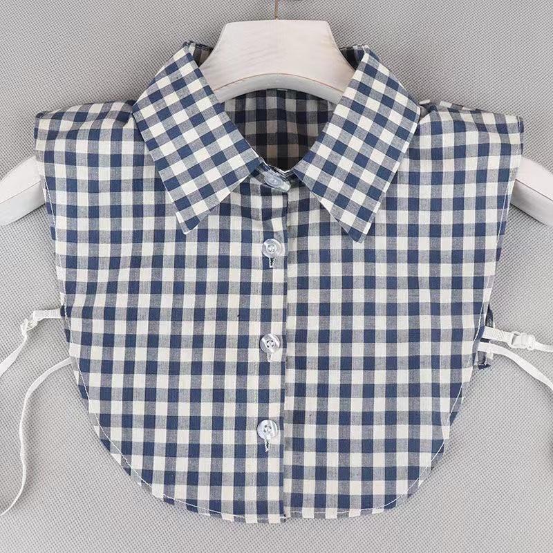 Ins Fake Collar Plaid Shirt Detachable Collars Solid Shirt Womens Dickie Collar White Girls Top Clothes Dickey Collar For Women