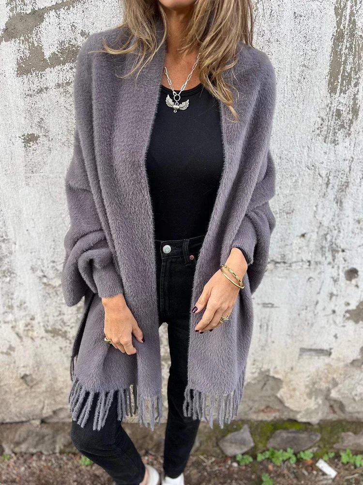 2025 Exclusive Autumn/Winter Women’s Batwing Sleeve Tassel Cardigan Shawl