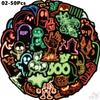 50Pcs/Set Neon Color. KUSO Funny Halloween Scary Horror Stickers DIY Fashion Waterproof Doodle Decals Stickers