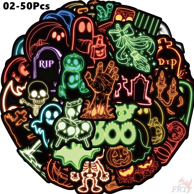50Pcs/Set Neon Color. KUSO Funny Halloween Scary Horror Stickers DIY Fashion Waterproof Doodle Decals Stickers