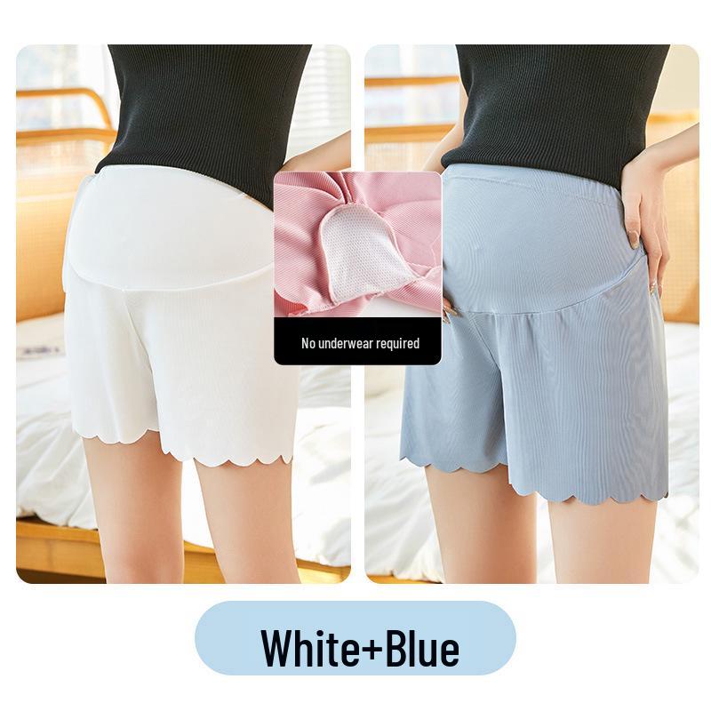 Maternity Ice Silk Safety Pants, Three-Quarter Length, Anti-Exposure, Lightweight for Summer.