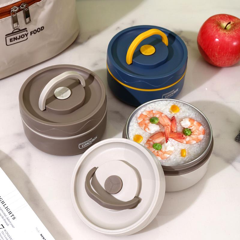 304 Edelstahl Isoliertes Rundes Brotdosen-Set - Tragbar, Mehrschichtig & mit Griff Japanischer Stil