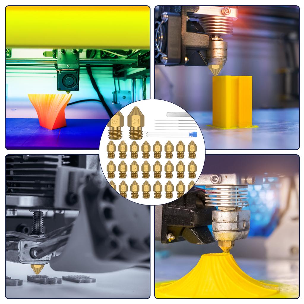 Brass 3D Printer Nozzles Kit Smooth 3D Printing Nozzles Effective Leak Proof Printing Nozzle Tips 3D Print Nozzles Printer Parts
