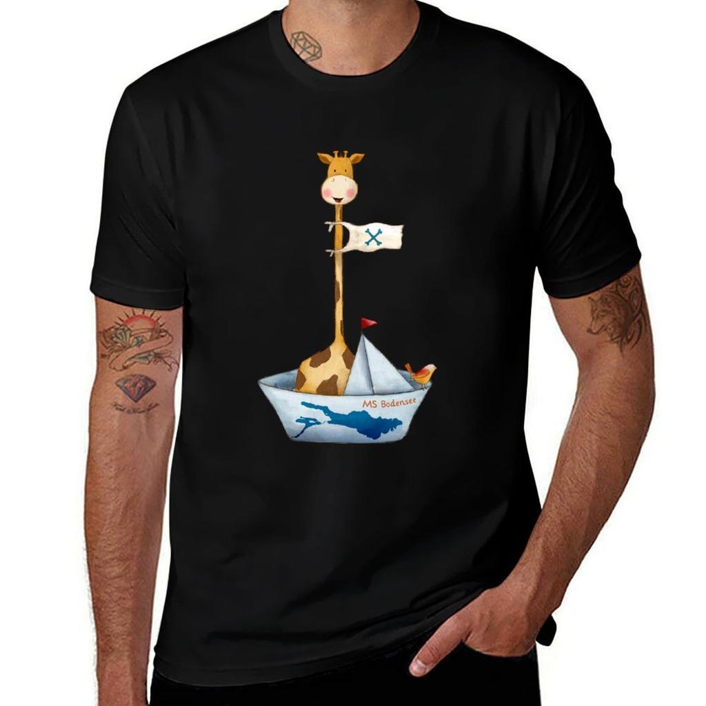 Ms Bodensee Giraffe And Bear On The High Seas TShirt Casual Loose Short Sleeve Tee For Unisex