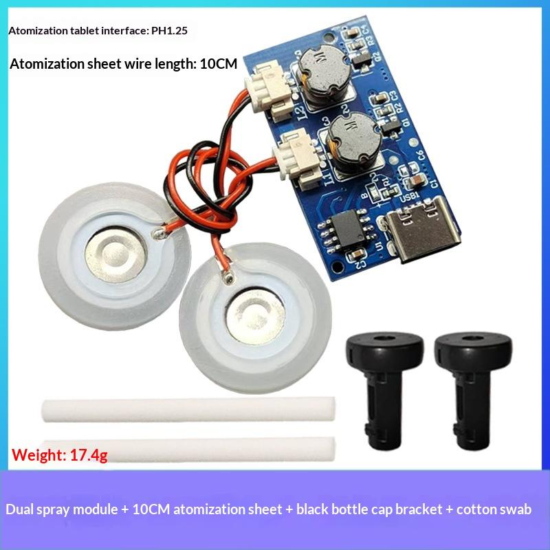 1 Set Dual Spray Electrified Direct Spray No Switch Ultrasonic Atomizer Humidifier Module Type C Dc5V Single Module