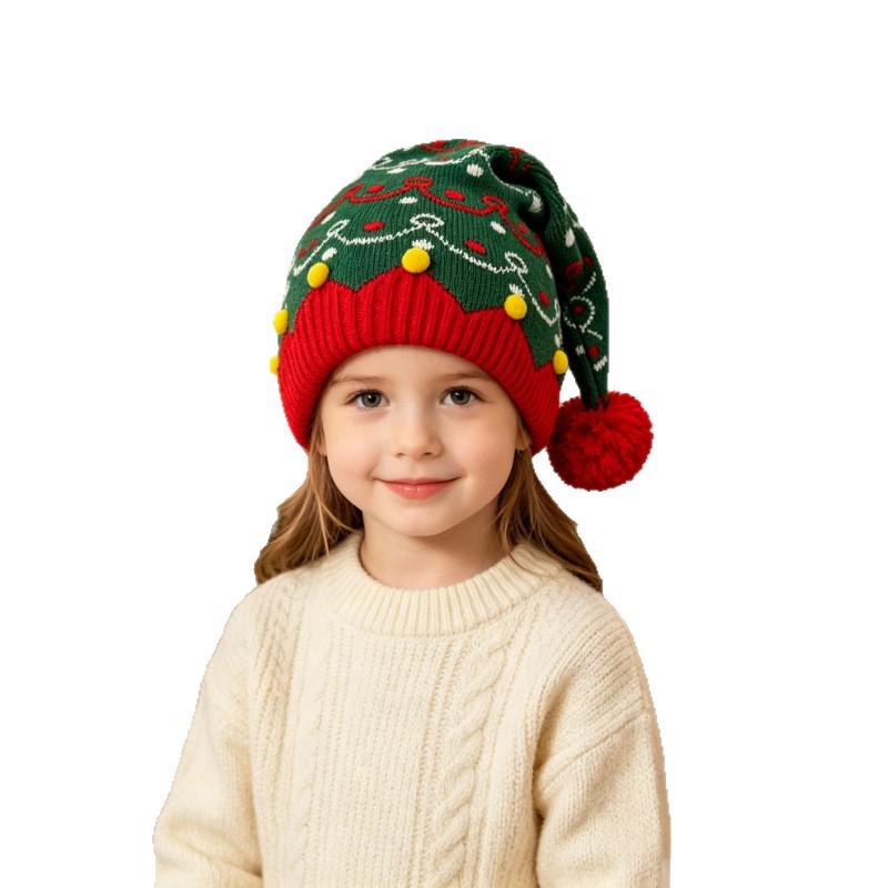 Jacquard Tassel Christmas Hat: Warm Parent-Child Knit for Women - Winter Holiday Decoration