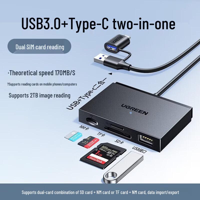 Ugreen USB-C & USB 3.0 Dual Slot SD/TF Card Reader
