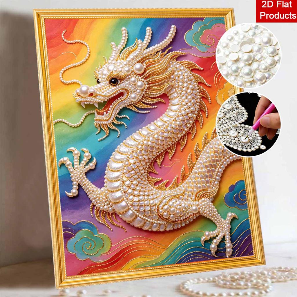 Pearl Art Painting Home Wall Decor Chinese Dragon Pearl Gemstone Painting Picture Crafts Adult/Beginner Gift Creative Home Decor Unframed