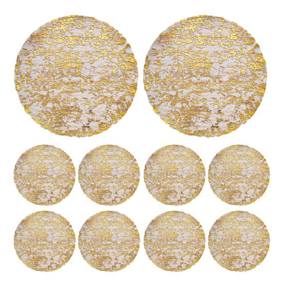 1/4/10Pcs Golden Mesh Table Runner Easy to Clean Metallic Foil Placemats Wedding Party Holiday Dining Table Decor
