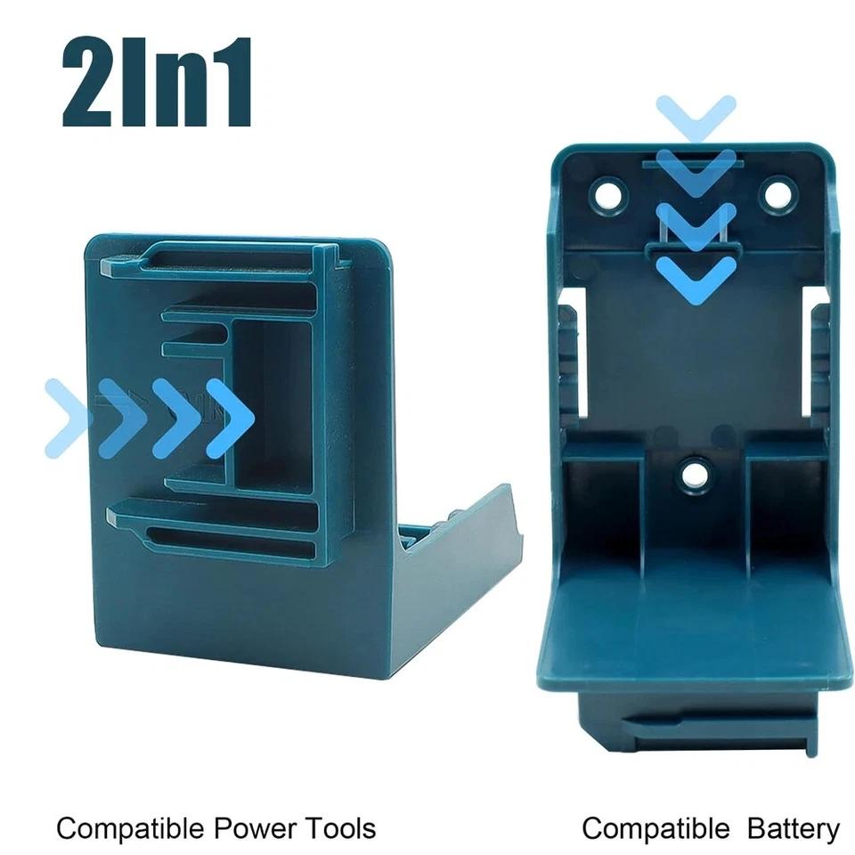 5PCS Power Tool Battery Mount Holder 2 IN 1 Tool Holder for Makita/Dewalt/Milwaukee Battery Tool Storage Rack Bracket