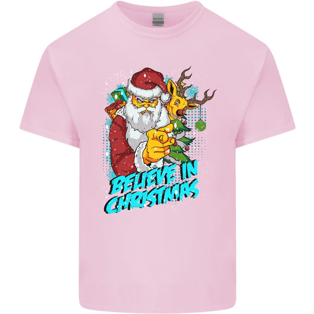 Believe In Christmas Funny Santa Xmas Unisexs Light Cotton TShirt