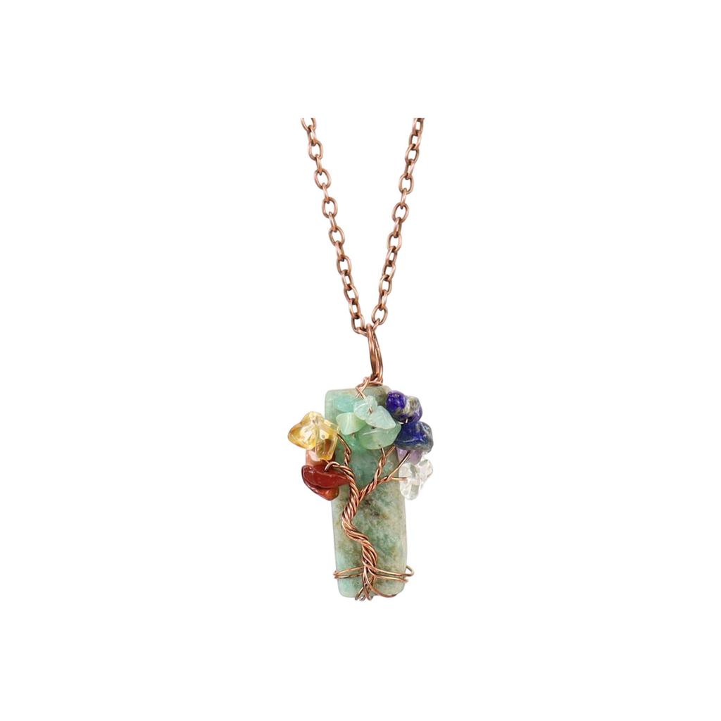 Natural Stone Irregular Crystal Strip Amethyst  Chip Pendant Necklace