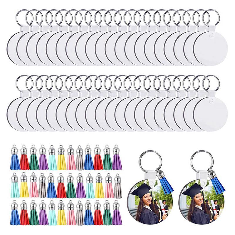 ABWR-300Pcs MDF Sublimation Blanks Keychain Bulk, Sublimation Keychain Blanks With Key Ring Double-Sided For DIY Craft Making