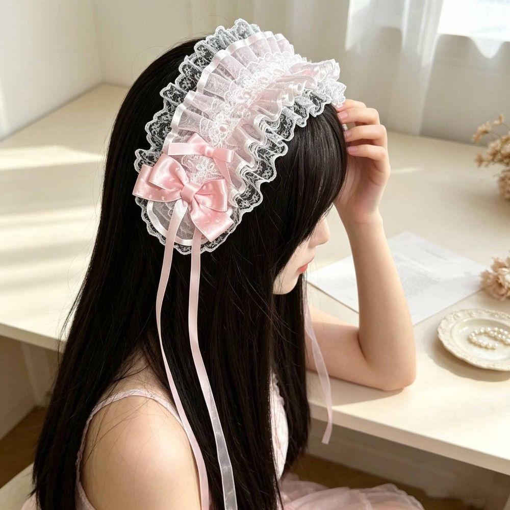 Polka Dot Lace Headband Floral Lace Princess Headdress Cute Bow Headband Princess Outfits