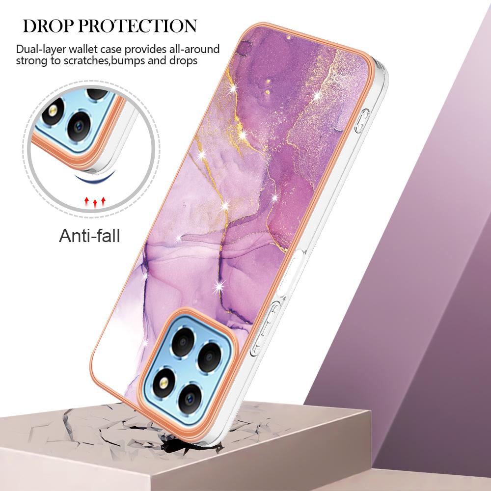 For Honor X8 5G TPU Case with IMD Marble Pattern Electroplated Back Cover